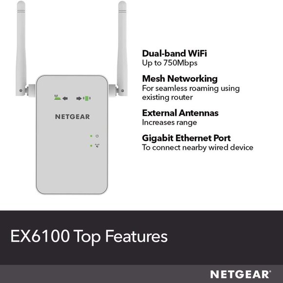 NETGEAR WiFi Mesh Range Extender EX6100 up to 1000 sq.ft. & 15 devices 450 mbps - Picture 4 of 10